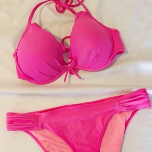 Victoria Secret Neon Pink Halter Bikini 34C